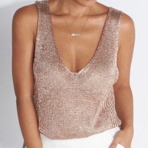 Topshop SILVER Metallic Knit Tank